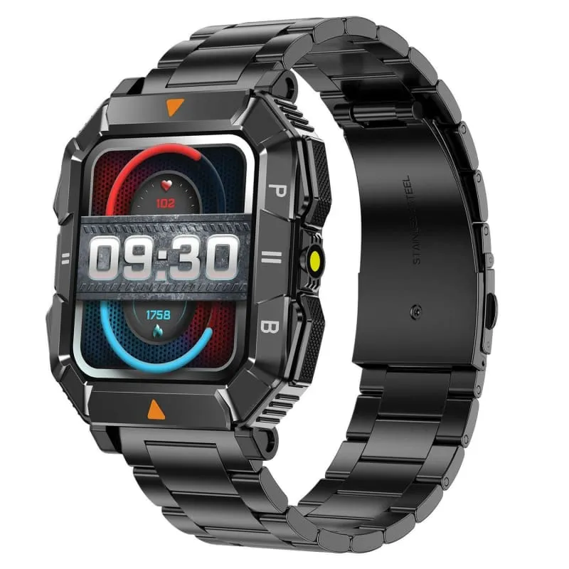 Rugged Waterproof Smartwatch with Heart Rate and Bluetooth Connectivity