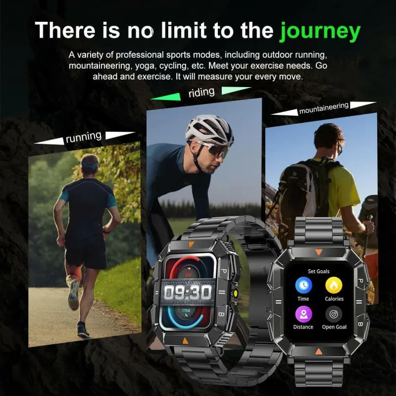Rugged Waterproof Smartwatch with Heart Rate and Bluetooth Connectivity