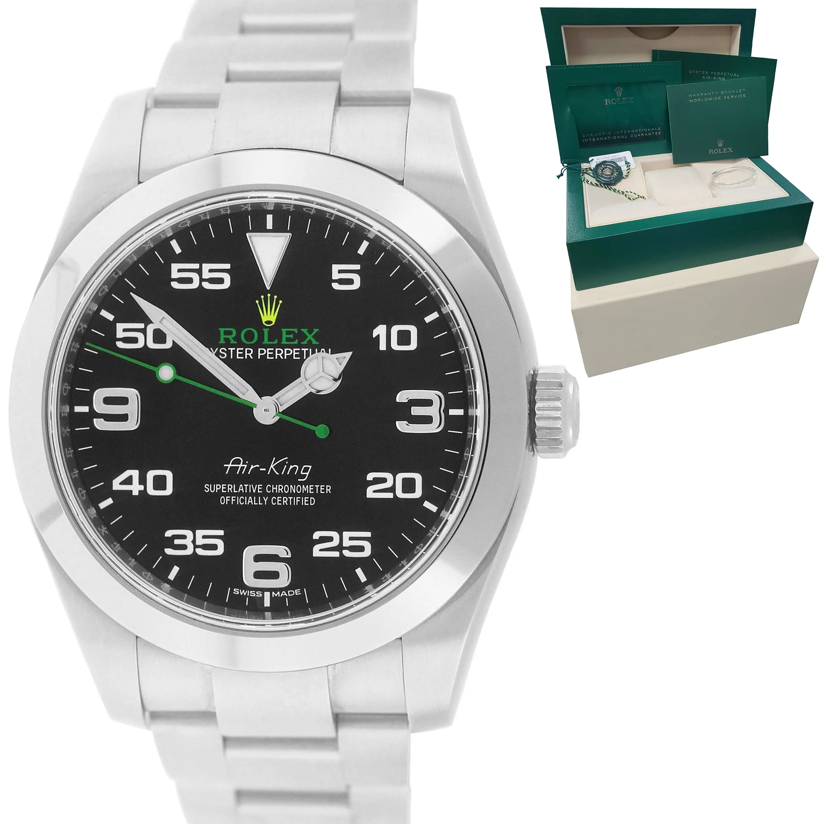 SEPTEMBER 2020 Rolex Air-King 40mm Black Arabic Stainless Steel Watch 116900