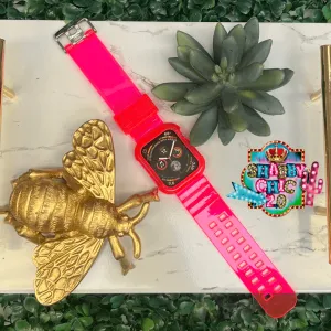 Silicone Watchband and Case - Hot Pink