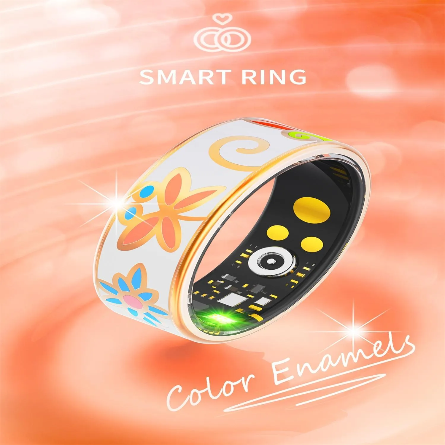 Smart Ring Size 6 Heart Rate Blood Oxygen Sleep Family Care Rose Gold