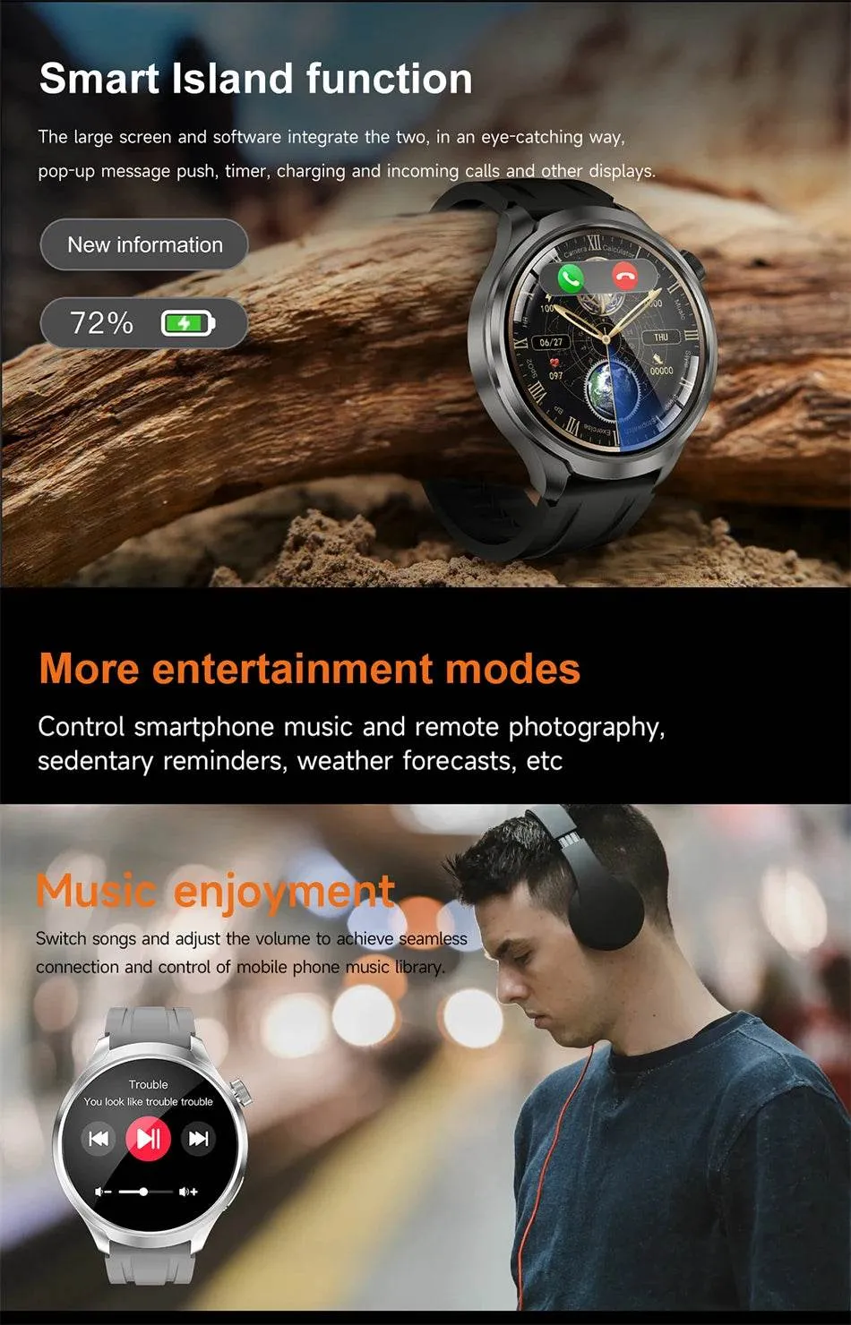 Smart Watch for HUAWEI GT5 Pro GPS Sports  Men AMOLED Screen NFC Compass IP68 Waterproof NEW Bluetooth Call SmartWatch Man