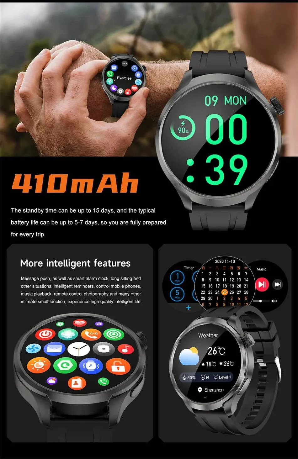 Smart Watch for HUAWEI GT5 Pro GPS Sports  Men AMOLED Screen NFC Compass IP68 Waterproof NEW Bluetooth Call SmartWatch Man
