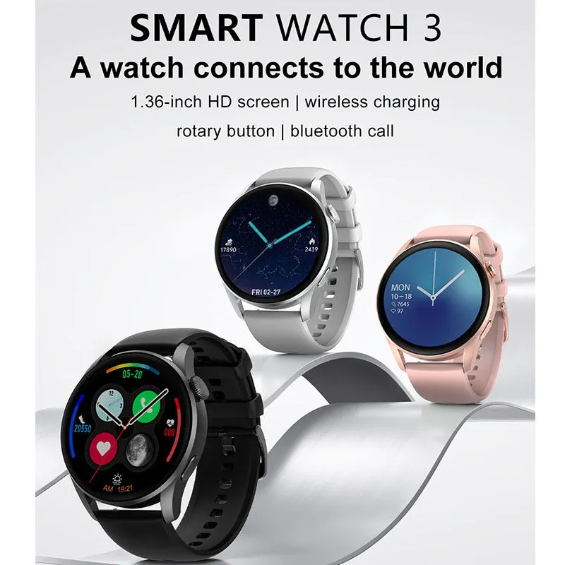 Stainless steel Gold Men Smartwatch DT3 IP68 Waterproof Call Watches Heart Rate Blood Pressure Monitor Smart Watch
