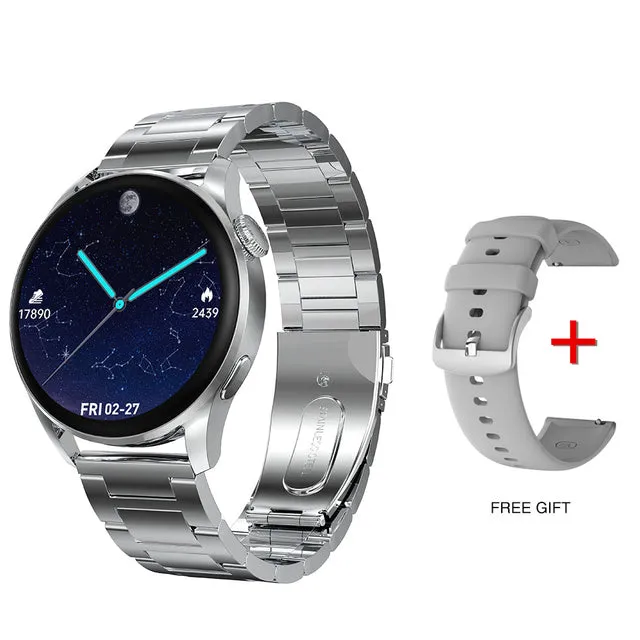 Stainless steel Gold Men Smartwatch DT3 IP68 Waterproof Call Watches Heart Rate Blood Pressure Monitor Smart Watch