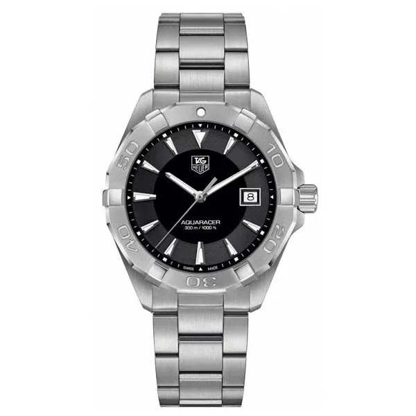 Tag Heuer Aquaracer Silver Stainless Steel Black Dial Quartz Watch for Gents - WAY1110BA0928