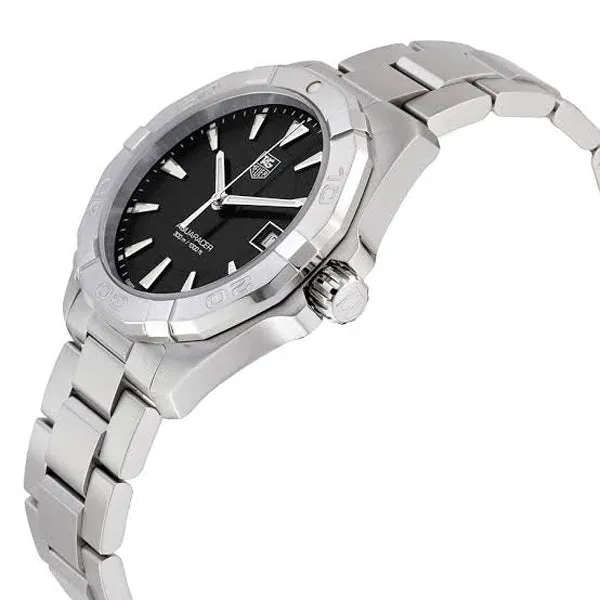 Tag Heuer Aquaracer Silver Stainless Steel Black Dial Quartz Watch for Gents - WAY1110BA0928