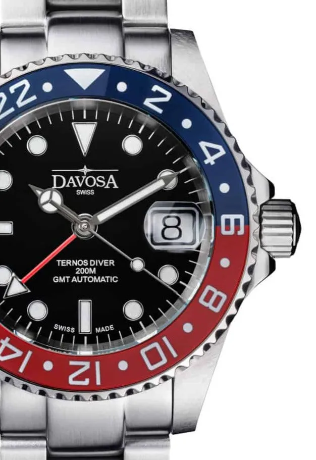 Ternos Ceramic Automatic GMT 40mm Blue Red Diving Watch 16159060 OUTLET