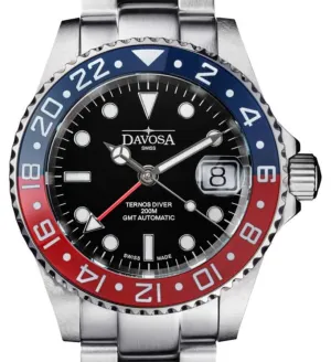 Ternos Ceramic Automatic GMT 40mm Blue Red Diving Watch 16159060 OUTLET