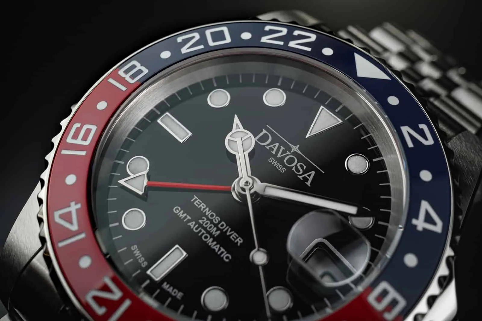 Ternos Ceramic Automatic GMT 40mm Blue Red Diving Watch 16159060 OUTLET