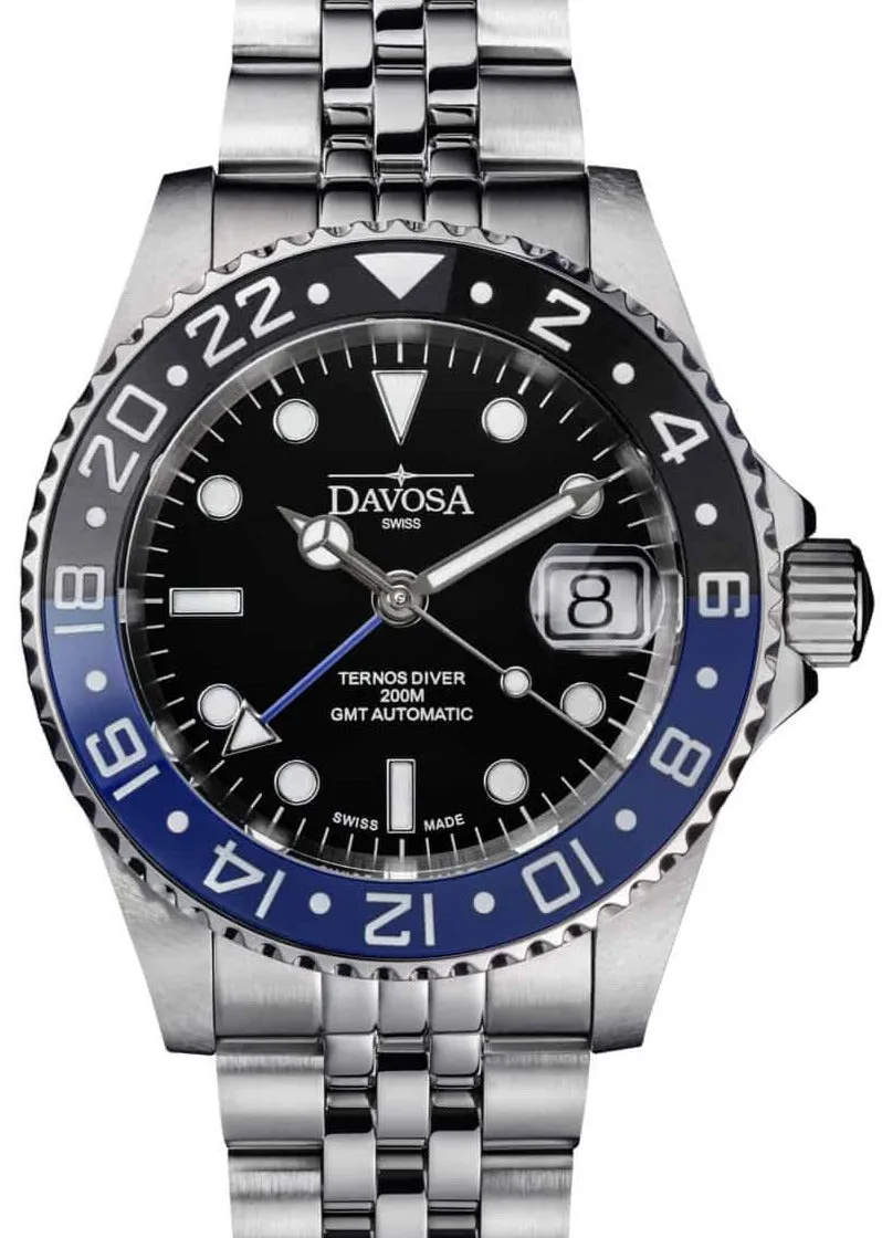 Ternos Ceramic Automatic GMT Swiss-Made Black Blue Diving Watch 16159004