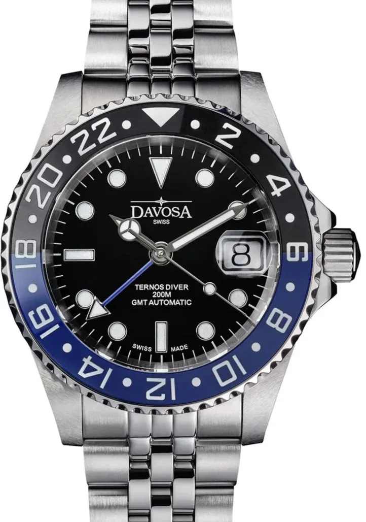Ternos Ceramic Automatic GMT Swiss-Made Diving Watch PentaLink Bracelet