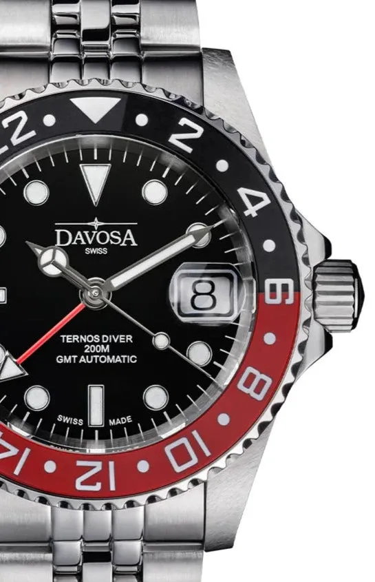 Ternos Ceramic Automatic GMT Swiss-Made Diving Watch PentaLink Bracelet