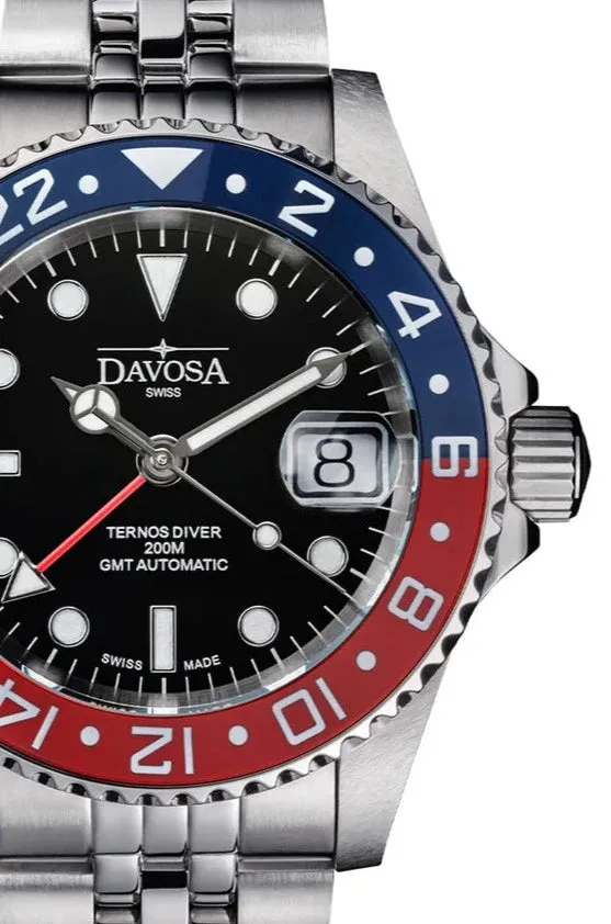 Ternos Ceramic Automatic GMT Swiss-Made Diving Watch PentaLink Bracelet