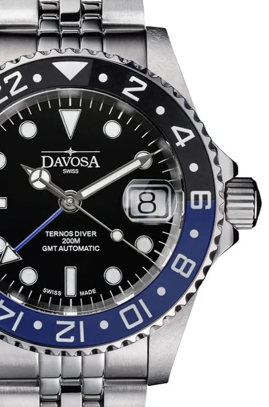 Ternos Ceramic Automatic GMT Swiss-Made Diving Watch PentaLink Bracelet