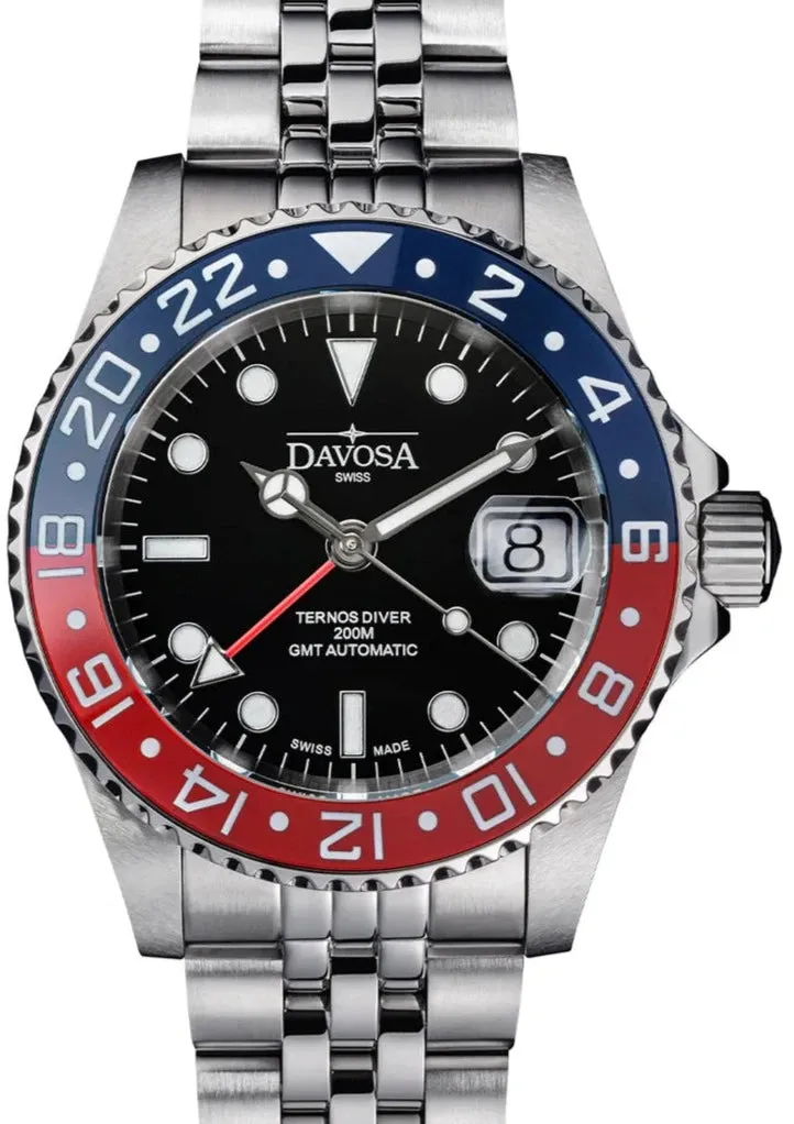 Ternos Ceramic Automatic GMT Swiss-Made Diving Watch PentaLink Bracelet