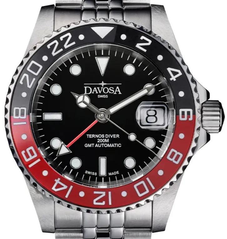 Ternos Ceramic Automatic GMT Swiss-Made Diving Watch PentaLink Bracelet