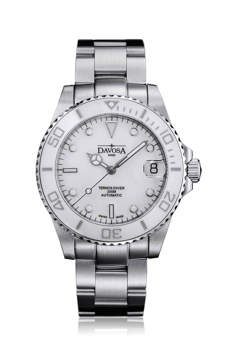 Ternos Medium Automatic Swiss-Made White Diving Watch 16619510