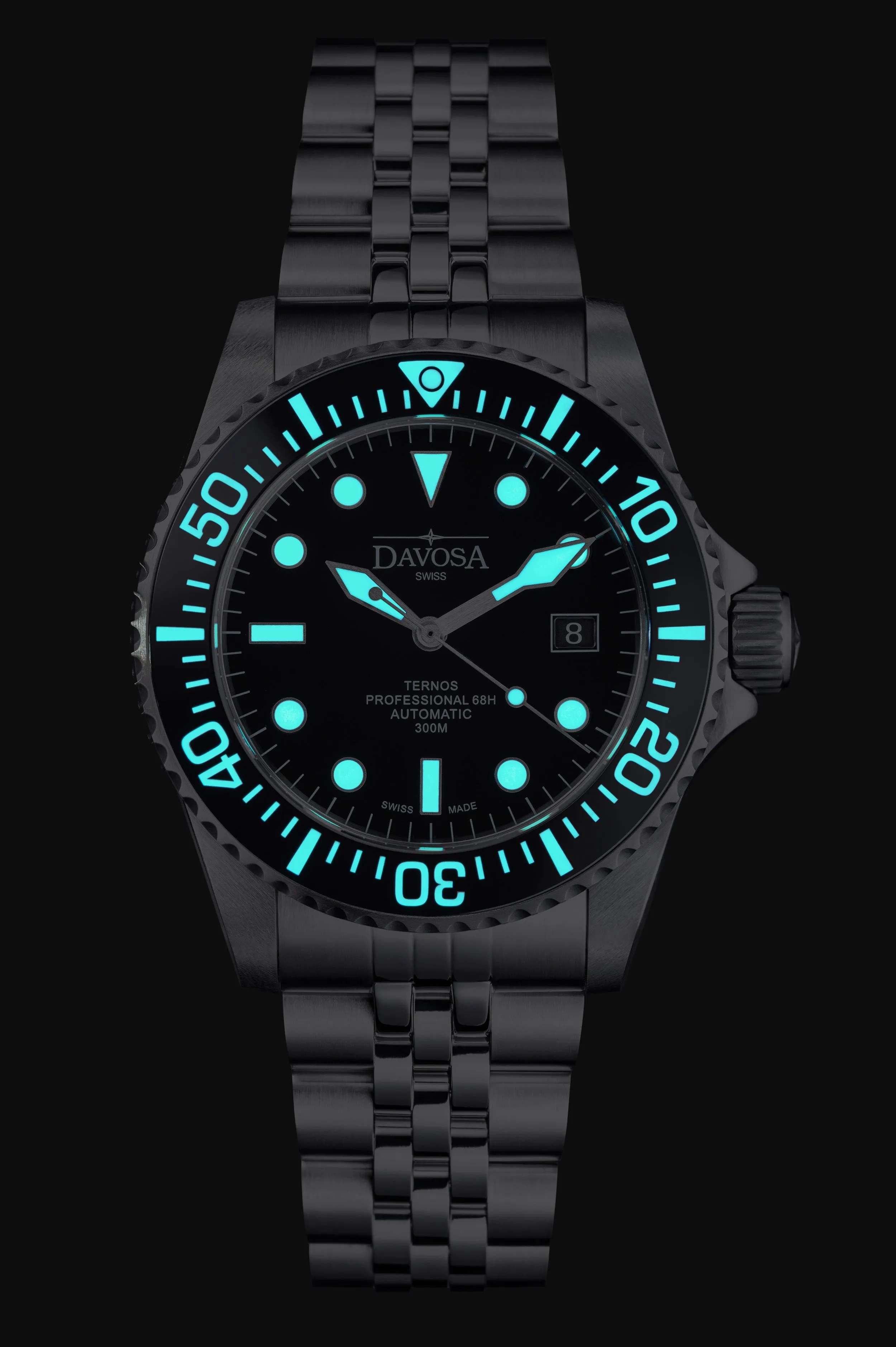 Ternos Professional 68h Automatic 300m Black Diving Watch 16153805 Pentalink