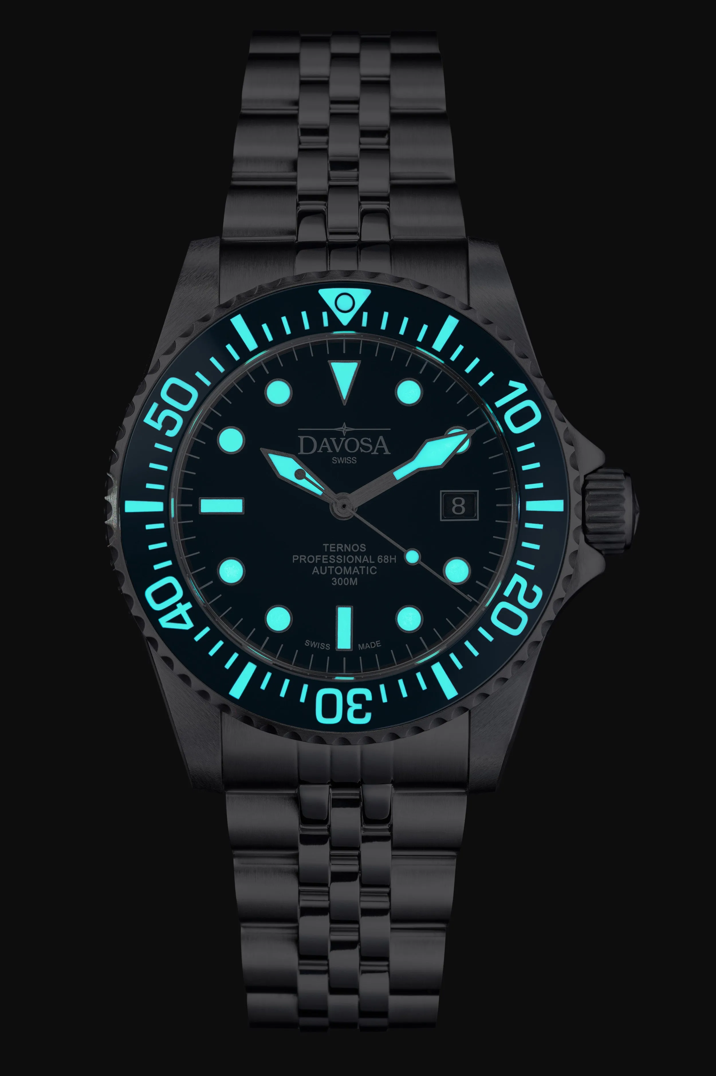 Ternos Professional 68h Automatic 300m Blue on Blue face Diving Watch 16153809 Pentalink