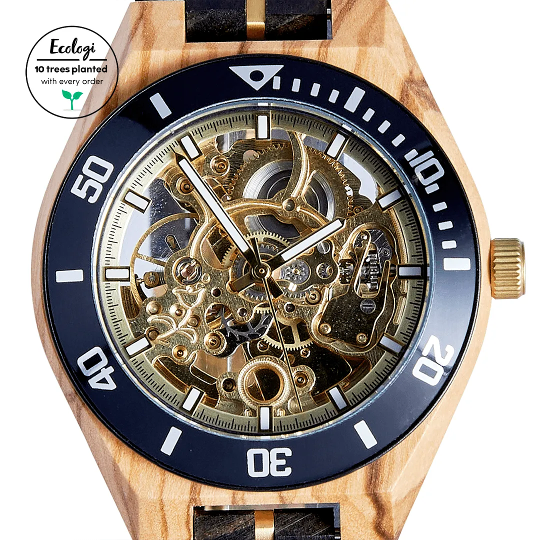 The Rosewood Men's Vegan Wooden Watch | Black & Brown