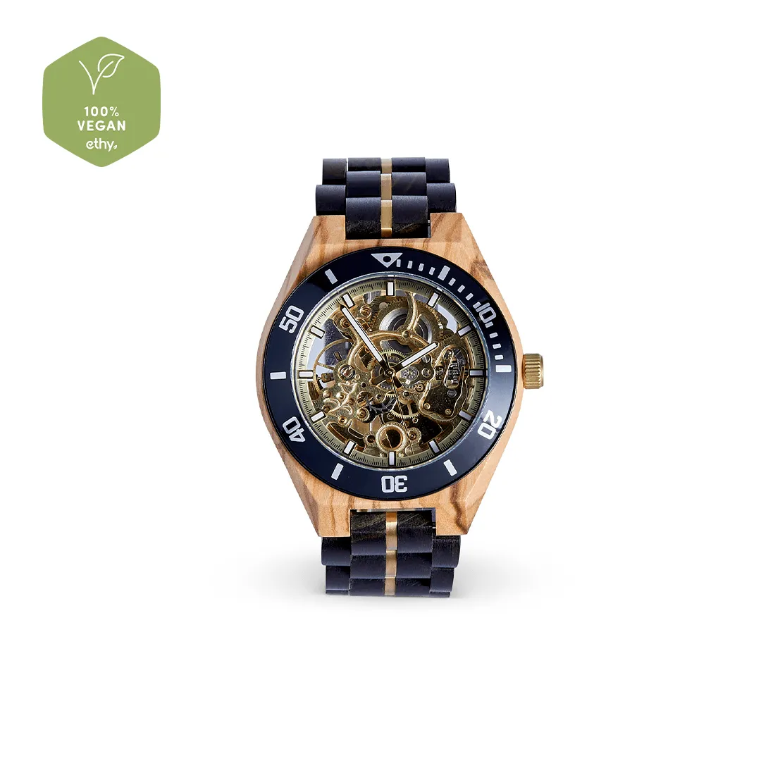 The Rosewood Men's Vegan Wooden Watch | Black & Brown