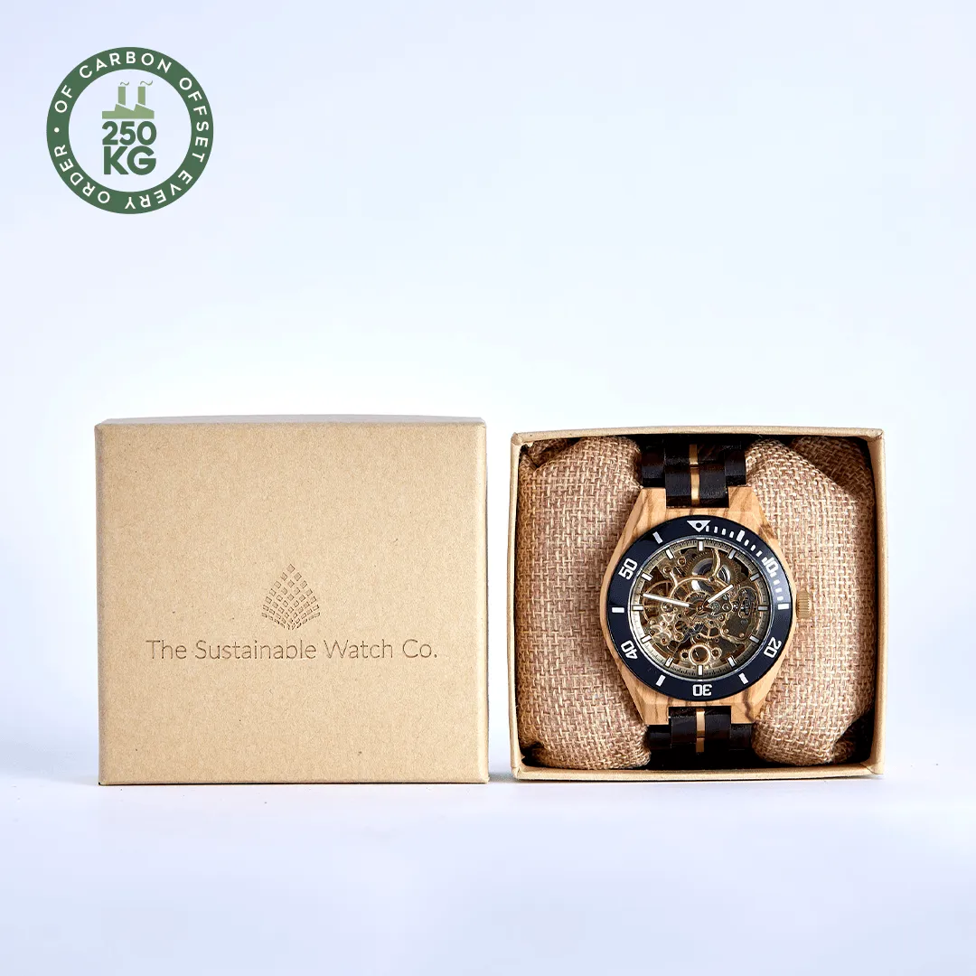 The Rosewood Men's Vegan Wooden Watch | Black & Brown
