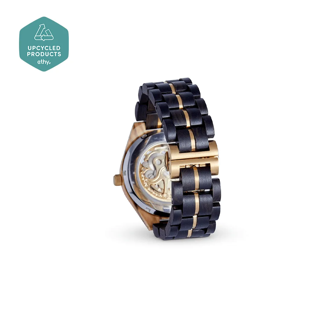 The Rosewood Men's Vegan Wooden Watch | Black & Brown