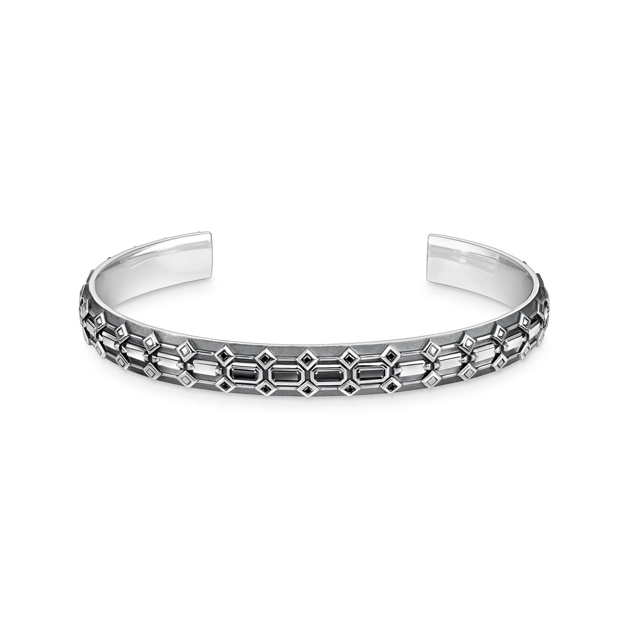 THOMAS SABO Bangle Crocodile Shell with Stones Silver Blackened