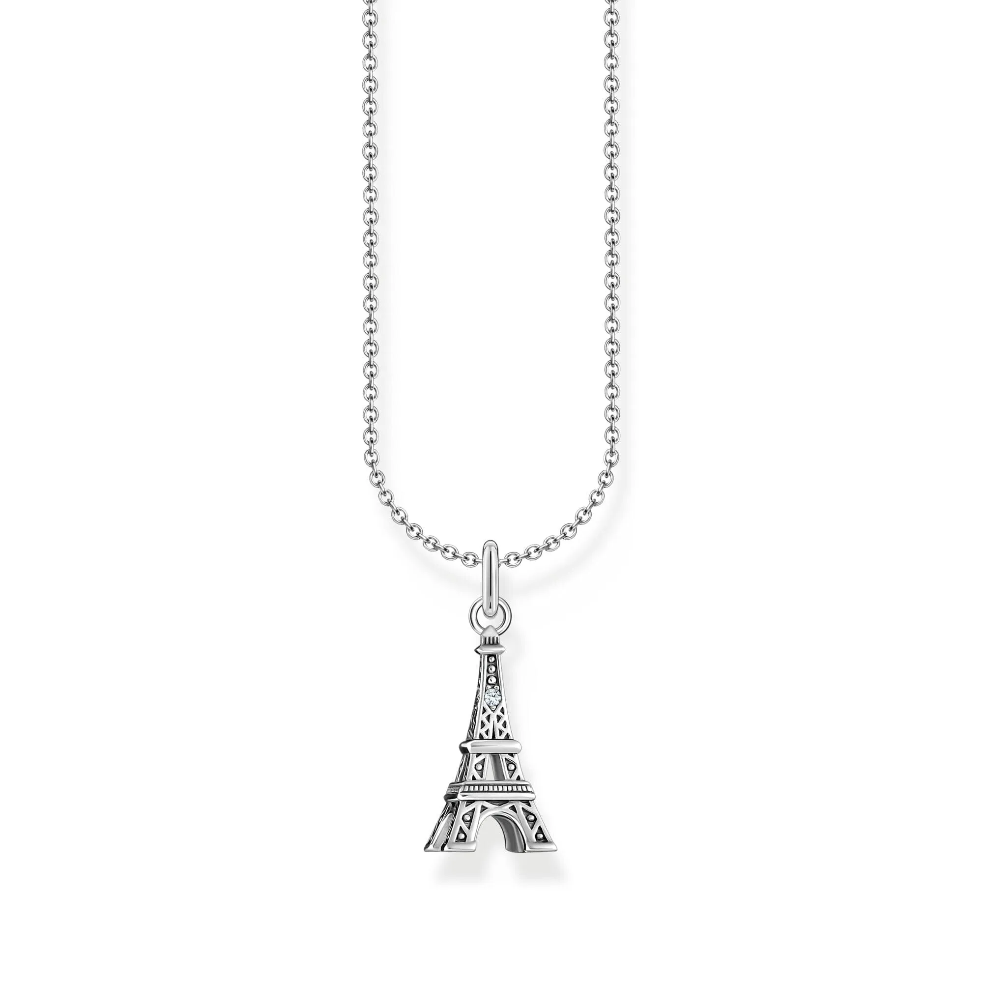THOMAS SABO Necklace with Eiffel Tower pendant and zirconia - silver