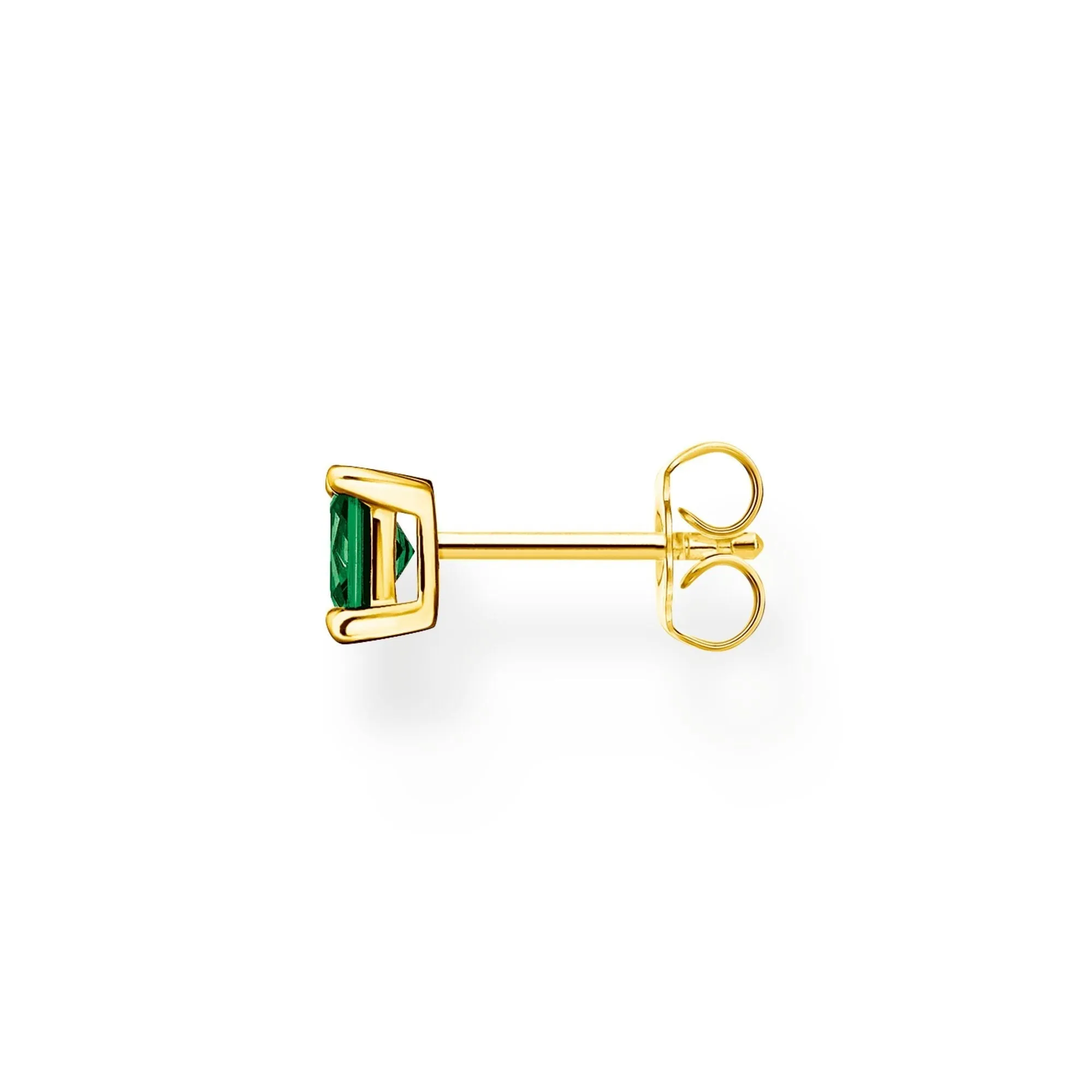 THOMAS SABO Single ear stud with green stone gold