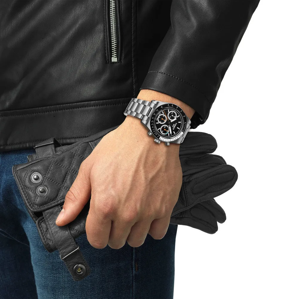 Tissot PR516 (40mm) Mens Mechanical Stainless Steel Chronograph Black Dial Watch