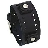 Tourbillon Day/Night Blue and White Hand Watch with Perforated Black Leather Cuff