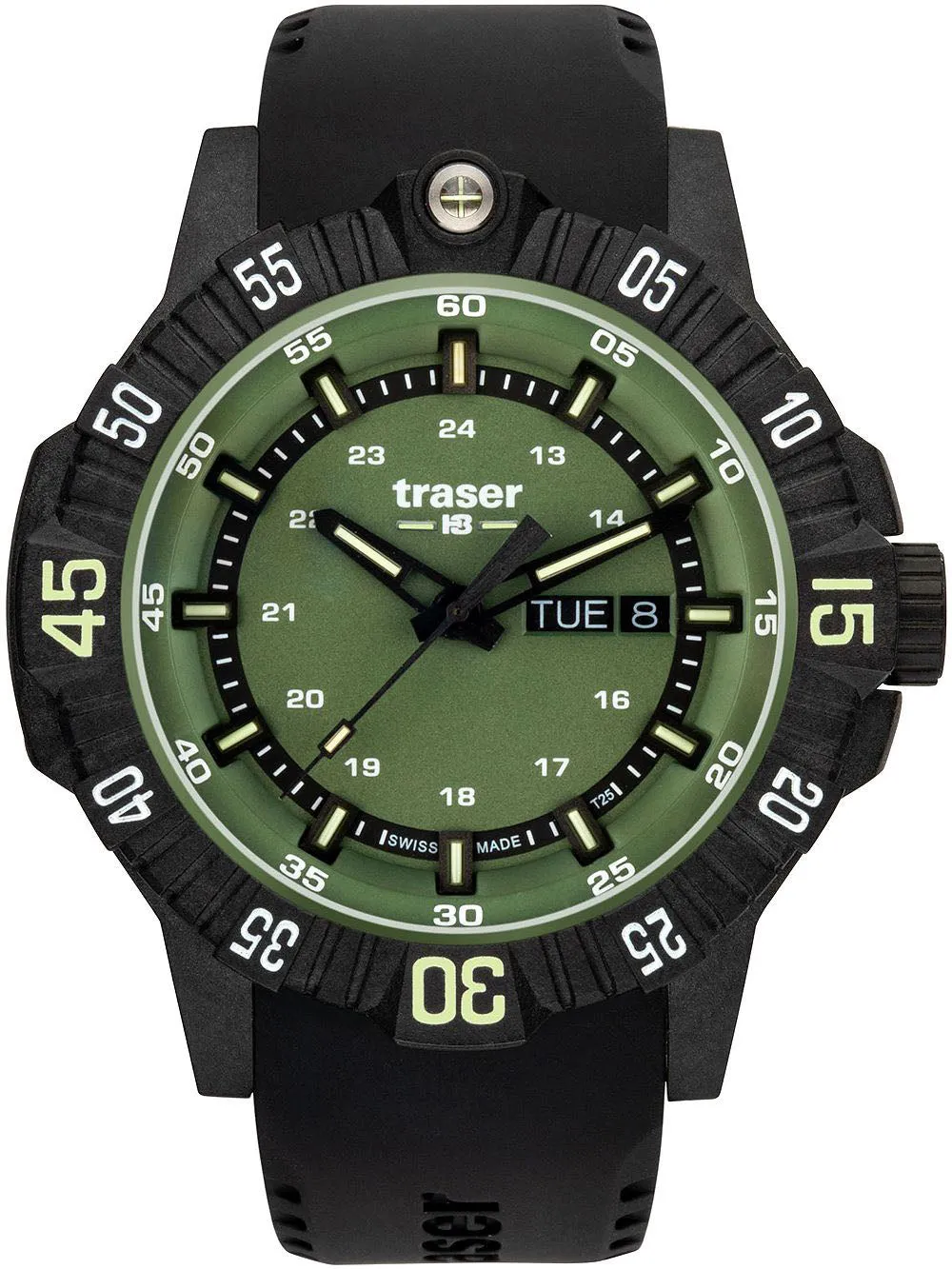 Traser H3 P99 Q Green Rubber Watch