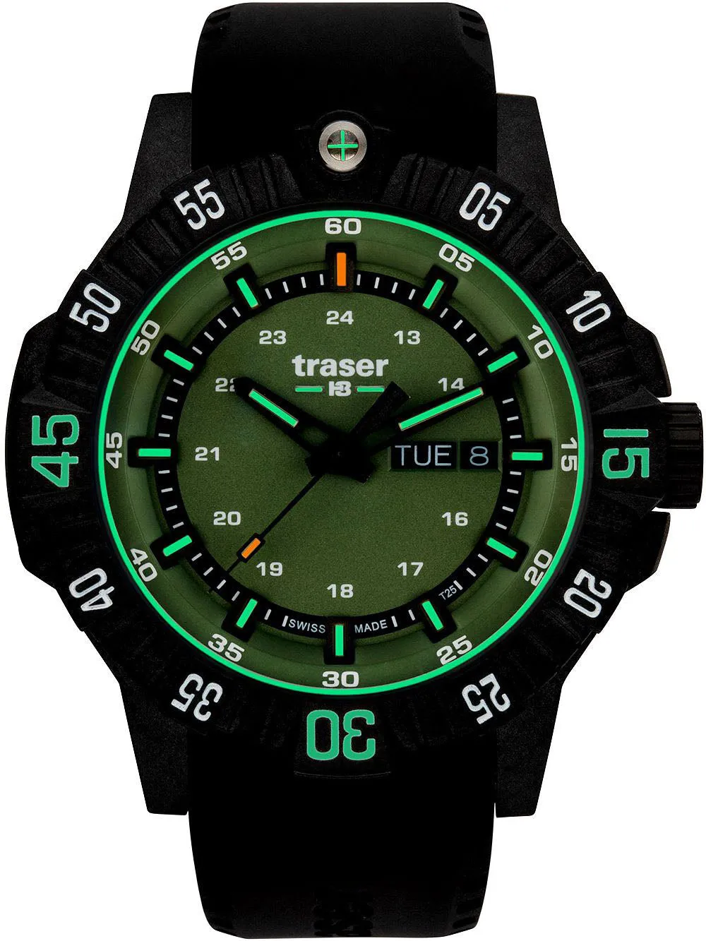 Traser H3 P99 Q Green Rubber Watch