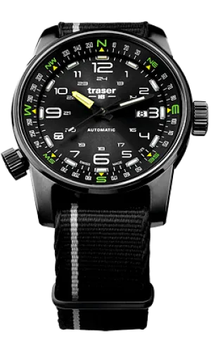 traser® P68 Pathfinder Automatic Tritium Watch, Black Dial, Nylon Strap 107718