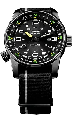 traser® P68 Pathfinder Automatic Tritium Watch, Black Dial, Nylon Strap 107718