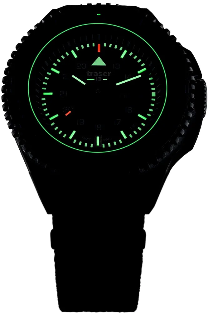 Traser P69 Black Stealth Blue H3 Tritium Watch, Blue Dial, Blue Nylon Strap, model 109856