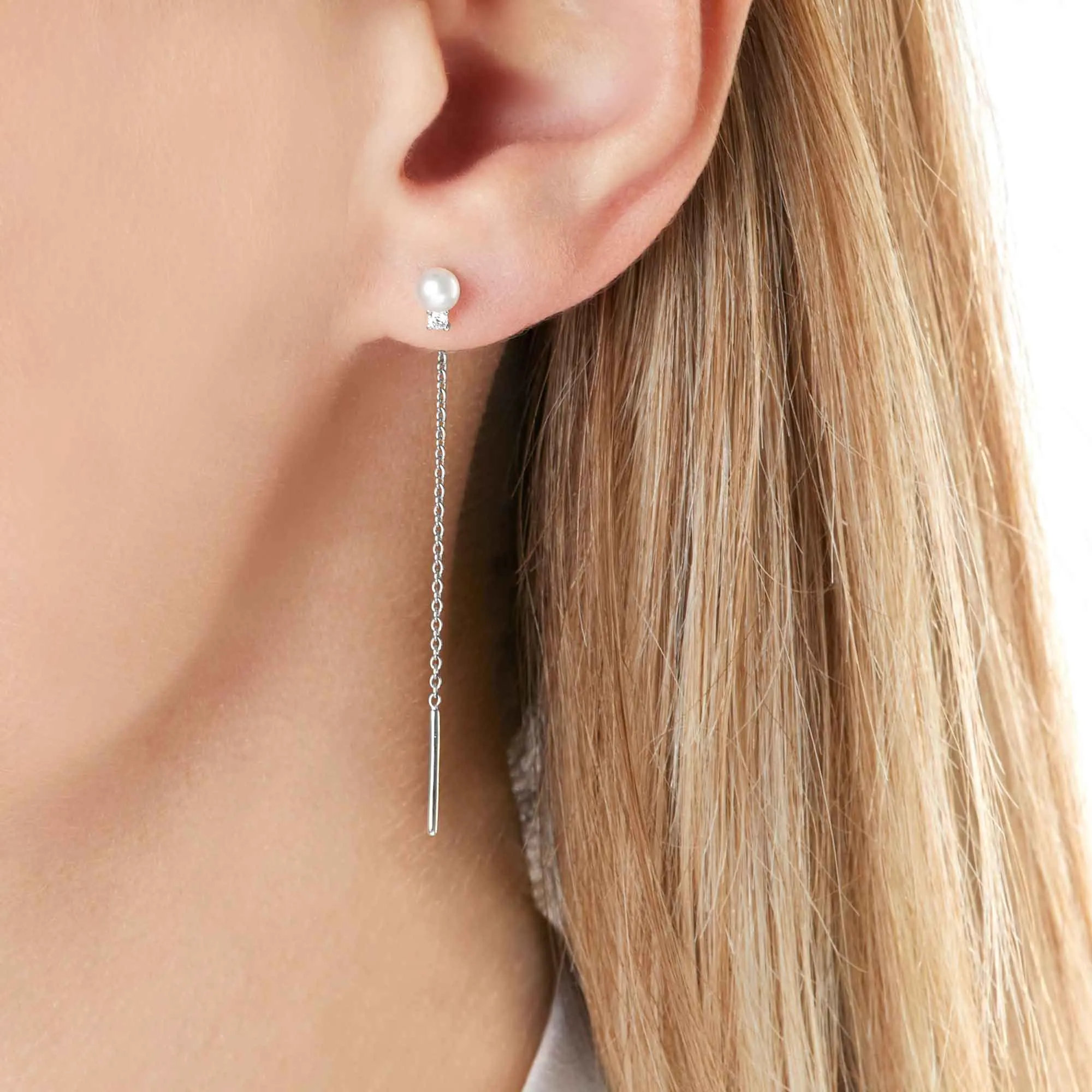 Trend Freshwater Pearl and Diamond Earrings in 18ct Gold