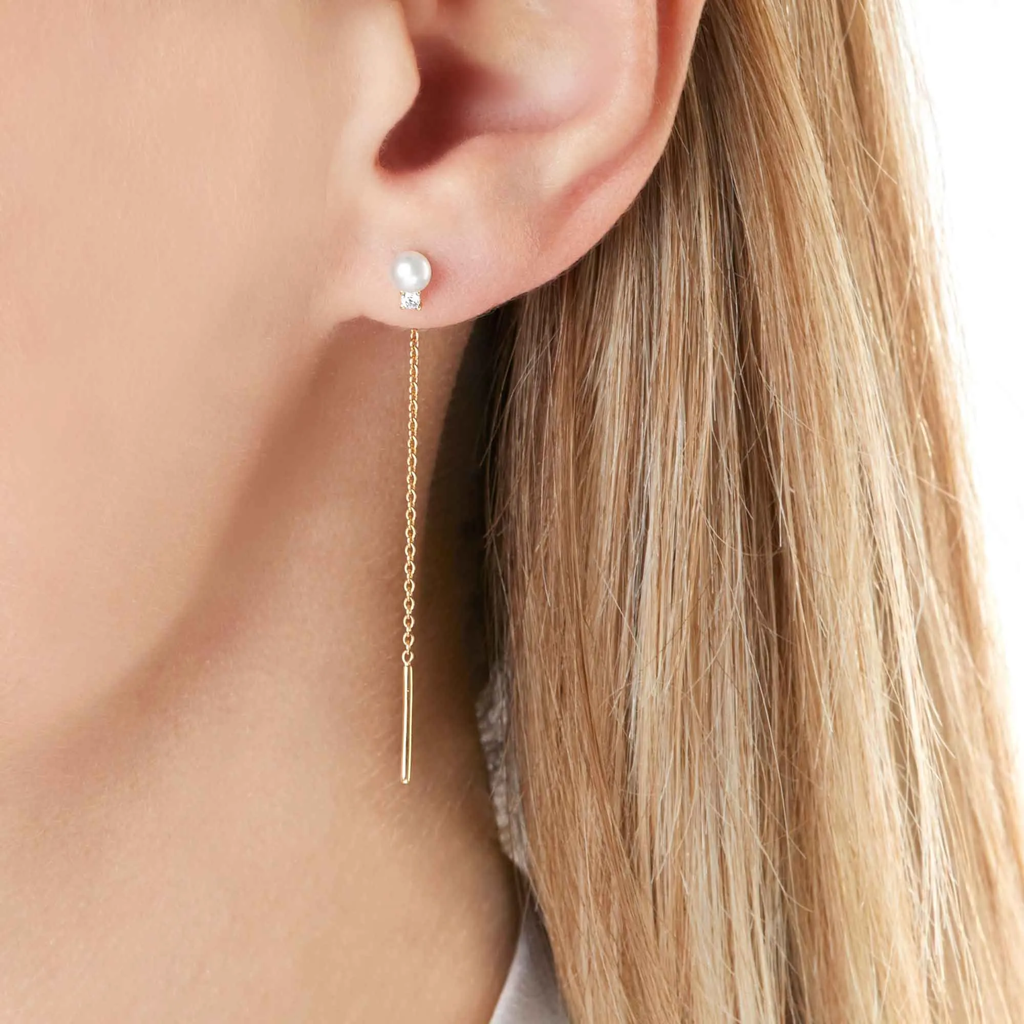 Trend Freshwater Pearl and Diamond Earrings in 18ct Gold