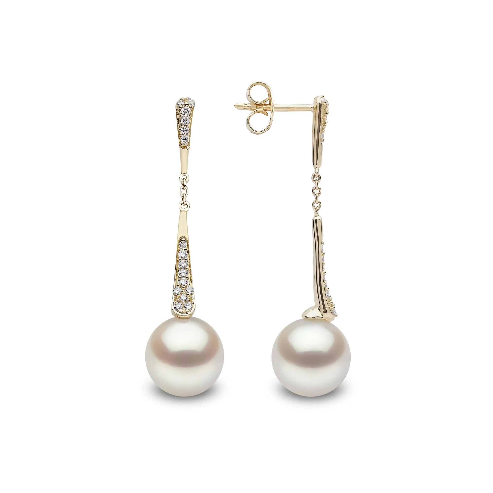 Trend Freshwater Pearl and Diamond Earrings in 18ct Yellow Gold