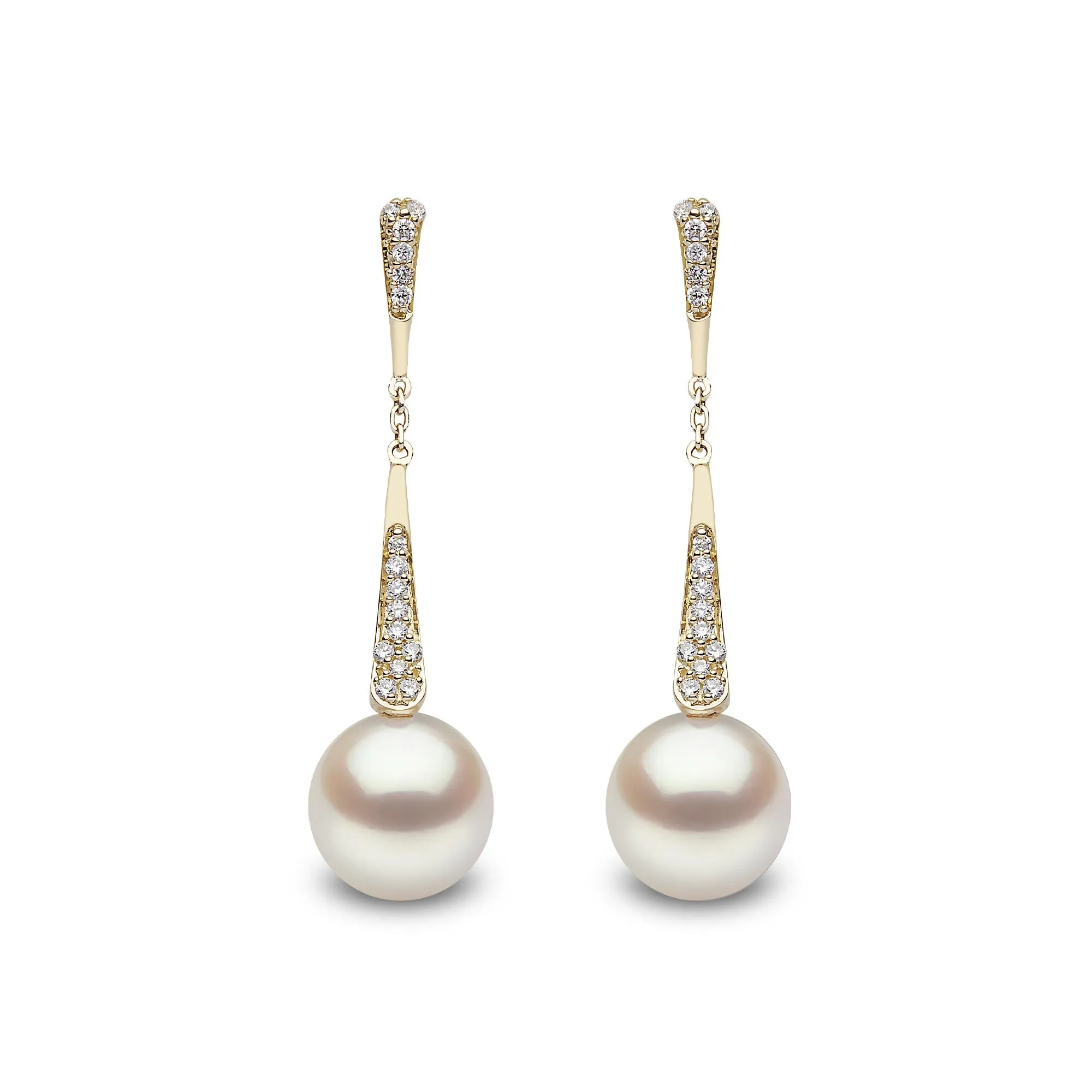 Trend Freshwater Pearl and Diamond Earrings in 18ct Yellow Gold