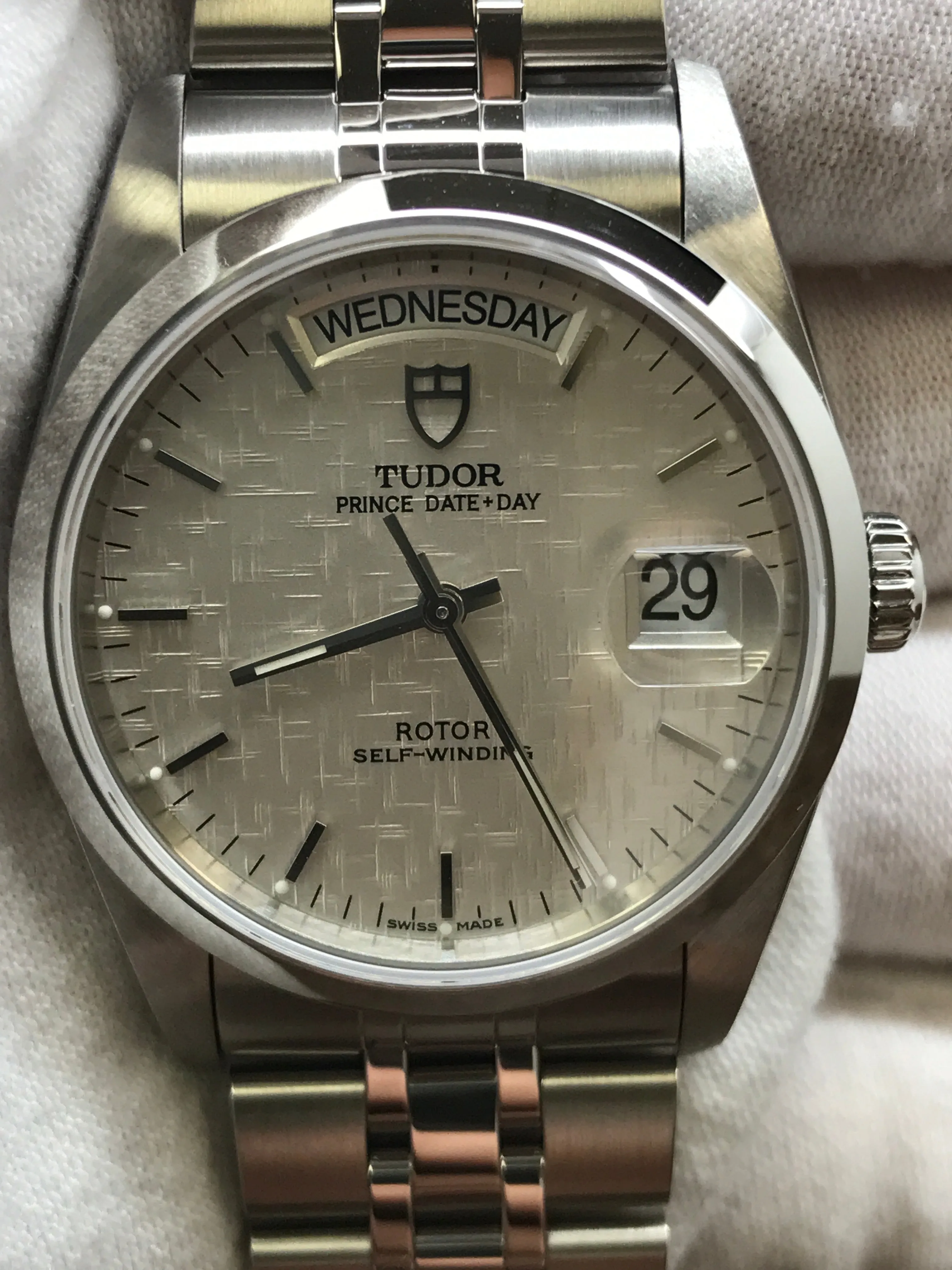 Tudor Prince Day-Date 76200 Offwhite Linen dial Dial Automatic Watch