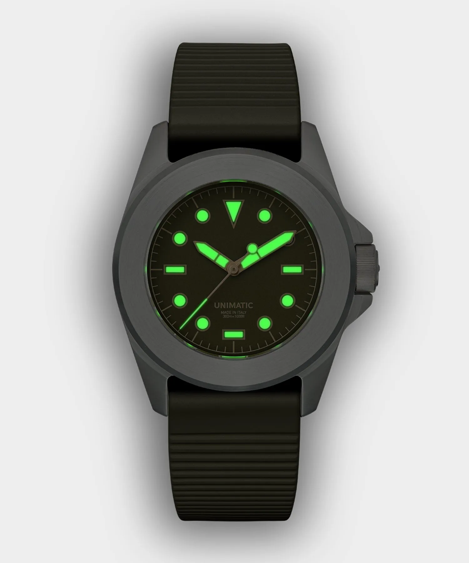 Unimatic U4S Classic Military Watch in Olive with silver dial