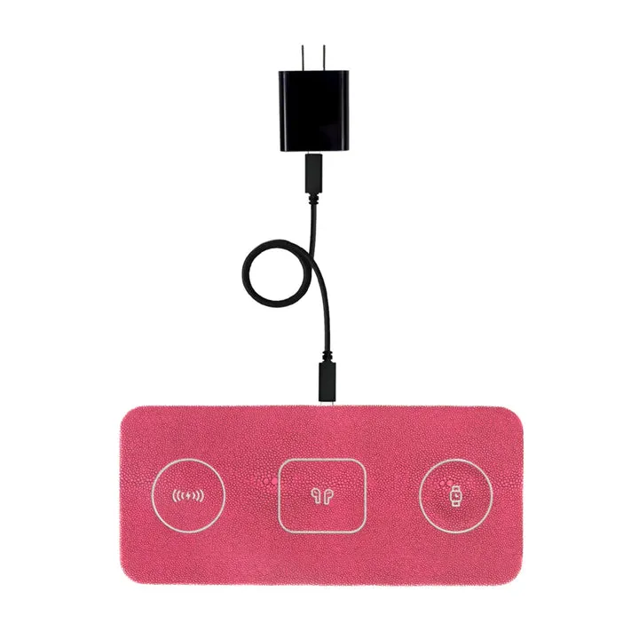 Vegan Leather 3 in 1 Portable Charging Pad   Pouch