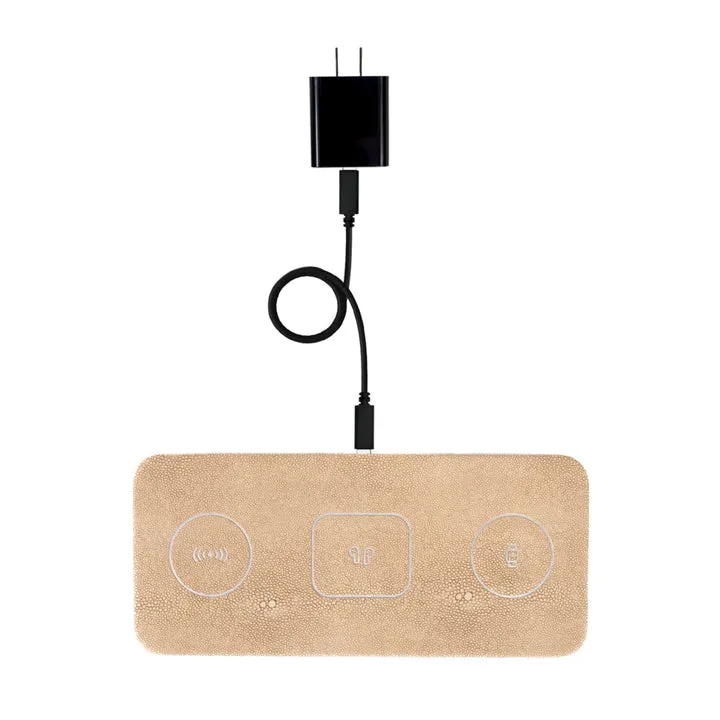 Vegan Leather 3 in 1 Portable Charging Pad   Pouch