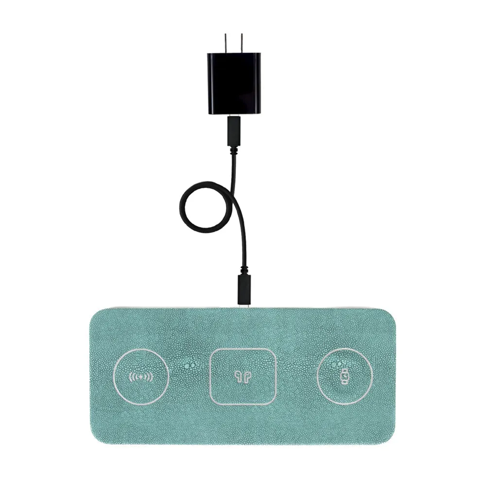 Vegan Leather 3 in 1 Portable Charging Pad   Pouch