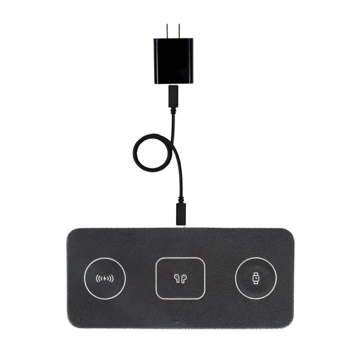 Vegan Leather 3 in 1 Portable Charging Pad   Pouch