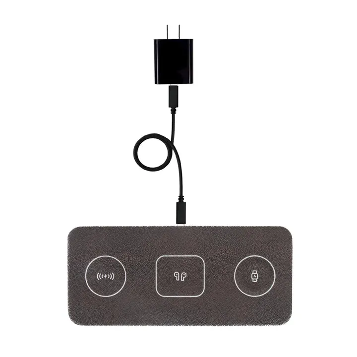 Vegan Leather 3 in 1 Portable Charging Pad   Pouch