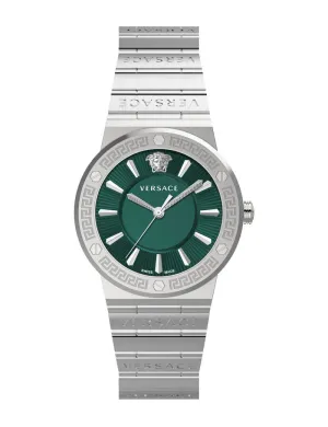 Versace Grace Silver Stainless Steel Green Dial Quartz Watch for Ladies - VEVH00920
